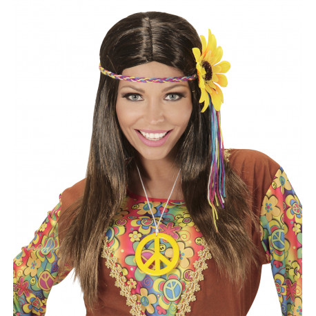 Peluca Hippie con flor