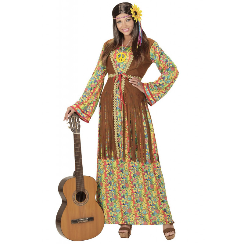 Adaptación masilla Academia Disfraz de Hippie Largo para Mujer | Comprar Online