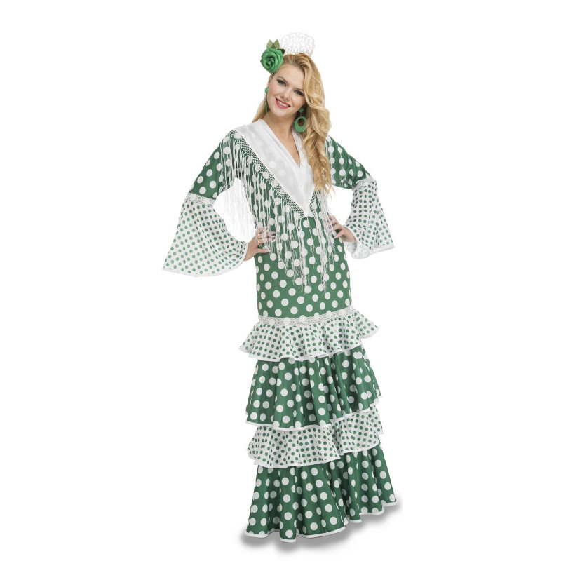 Disfraz de Flamenca Verde con Lunares para Mujer