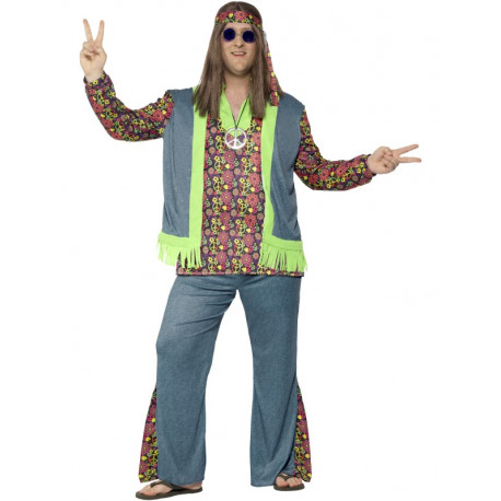 Disfraz de Hippie Azul en Talla Grande para Hombre