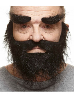 Barba negra poblada con cejas
