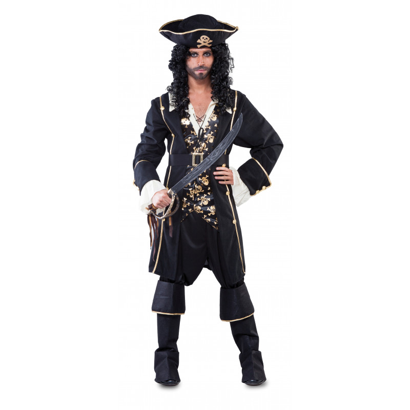 tornado Duquesa Pólvora Disfraz de Capitán Pirata Negro para Hombre | Comprar Online