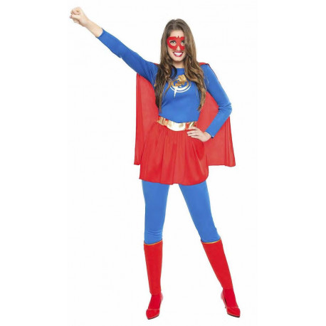 Disfraz de Superheroína Azul y Rojo para Mujer