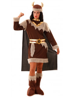 Disfraz de Vikinga Marrón para Mujer