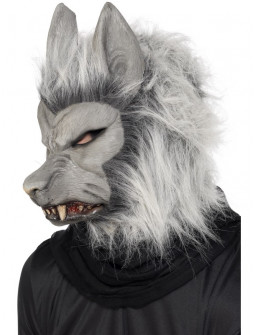 Máscara de Hombre Lobo Gris con Pelo