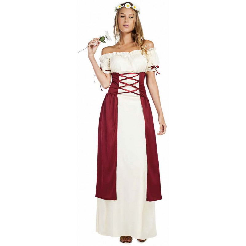 Obstinado sombra Fracaso Disfraz Medieval Beige y Granate para Mujer | Comprar