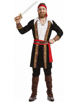 Disfraz de Pirata con Abrigo Negro para Hombre