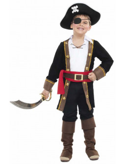 Disfraz de Pirata con Abrigo Negro para Niño