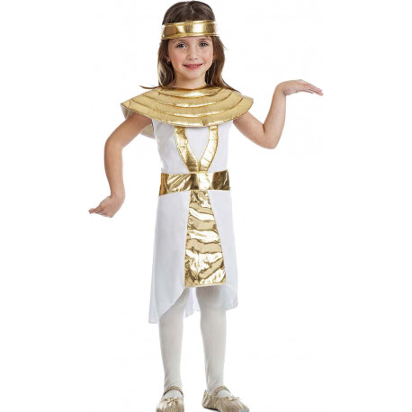 Disfraz de Egipcia Dorado y Blanco para Niña
