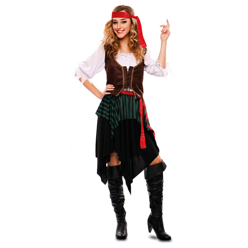 Masculinidad Periódico Al por menor Disfraz de Pirata con Chaleco para Mujer | Comprar Online