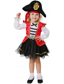 Disfraz de Pirata Rojo para Niña con Falda de Tul