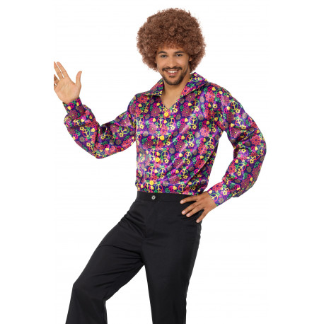 Camisa Disco Hippie Multicolor para Hombre