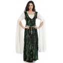 Disfraz de Dama Medieval Verde con Mangas Largas para Mujer