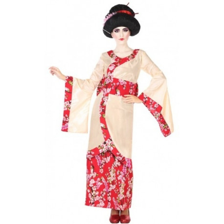Disfraz de Geisha Japonesa con Flores para Mujer