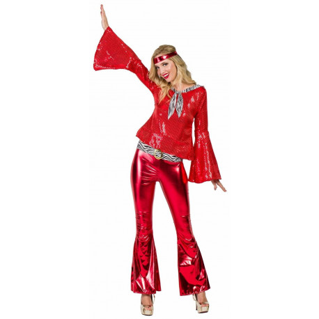 Disfraz Disco Años 70 Rojo para Mujer