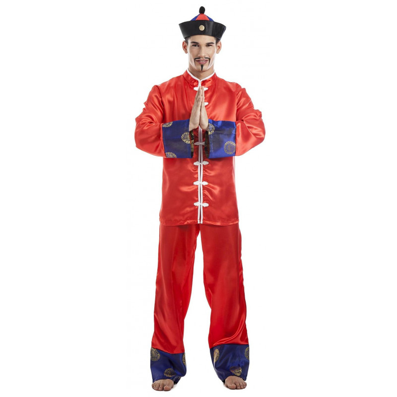 EUROCARNAVALES Disfraz de Chino Rojo para Hombre 