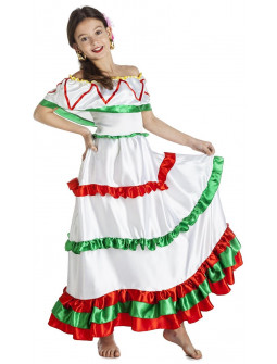 Disfraz de Mexicana Blanco para Niña