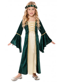 Disfraz de Dama Medieval Verde para Niña