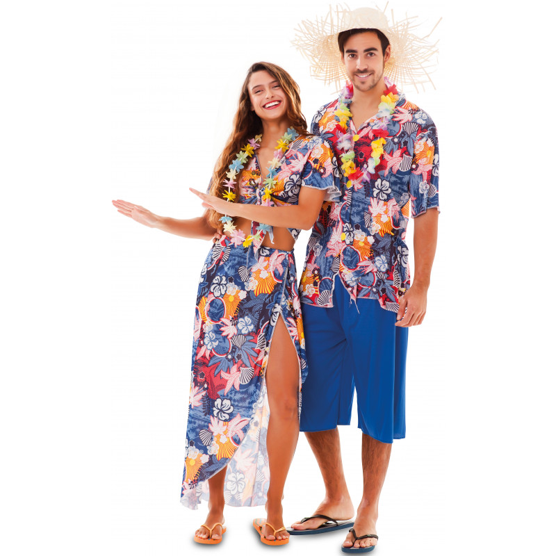 Disfraz de Hawaiano Azul para Hombre