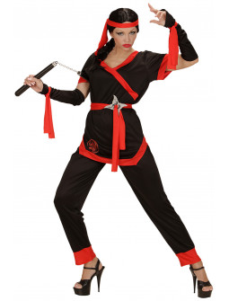Disfraz de Ninja Negro y Rojo para Mujer