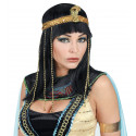 Peluca de Faraona Egipcia Morena con Cinta Dorada