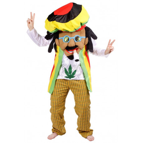 Disfraz de Rastafari Cabezón con Porro para Adulto