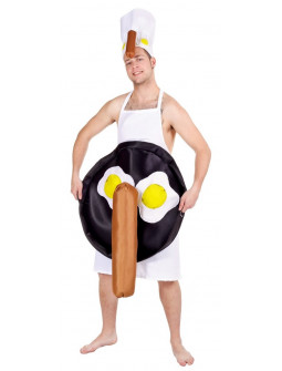 Disfraz de Cocinero con Huevos y Salchicha para Adulto
