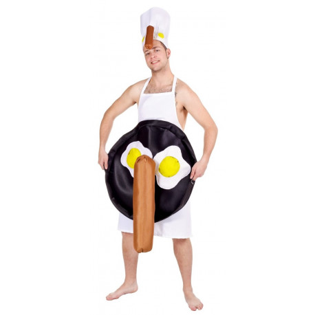 Disfraz de Cocinero con Huevos y Salchicha para Adulto