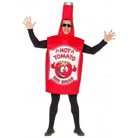 Disfraz de Bote de Ketchup Picante para Adulto