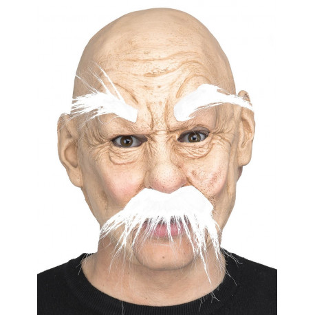 Máscara de Anciano con Bigote y Cejas Blancas