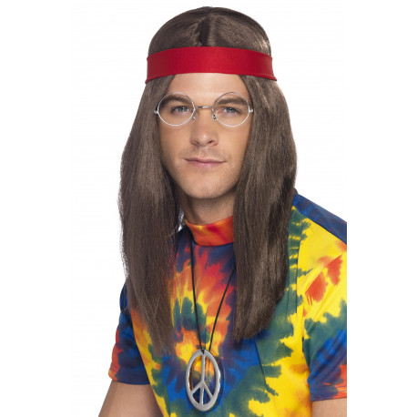 Kit Hippie con Peluca, Gafas y Colgante