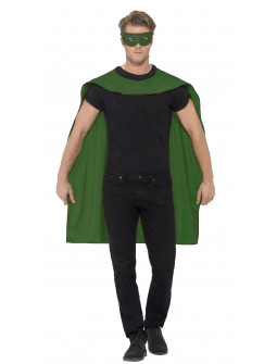 Capa Verde de Superhéroe con Antifaz para Adulto