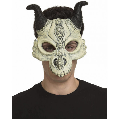 Máscara de Cráneo de Dragón con Cuernos
