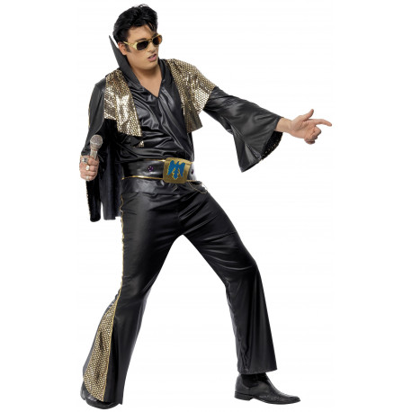 Disfraz de Elvis Negro y Dorado para Hombre