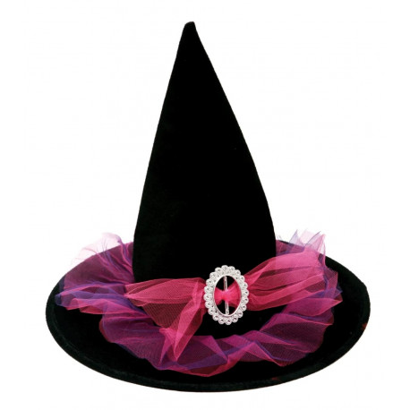 Sombrero de Bruja Negro y Rosa