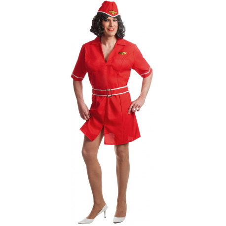 Disfraz de Azafata Rojo para Hombre
