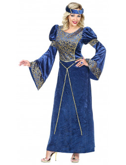 Disfraz de Noble de Corte Medieval Azul para Mujer