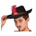 Sombrero de Mosquetero con Pluma Rojo para Niño
