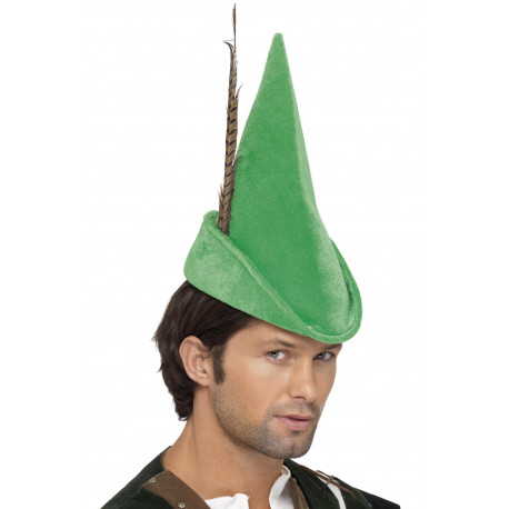 Sombrero de Robin Hood Verde con Pluma