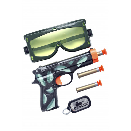 Kit de Comando Militar con Pistola, Gafas y Placa