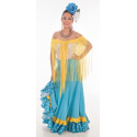 Falda Flamenca Turquesa y Amarilla para Mujer