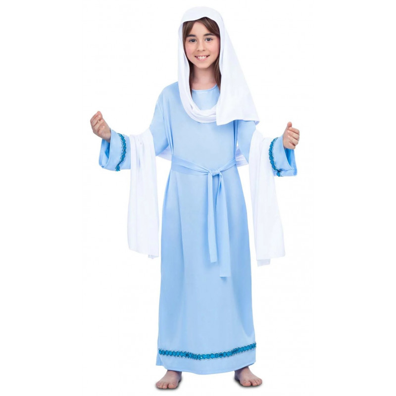 Colaborar con para ver Dinámica Disfraz de Virgen María Azul y Blanco para Niña | Comprar