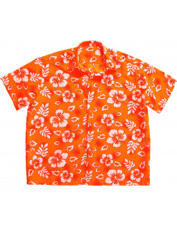 Camisa Hawaiana Naranja con Flores para Hombre