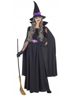 Disfraz de Bruja Negra con Capa para Mujer