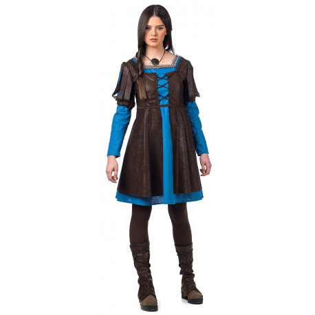 Disfraz de Princesa Medieval Azul Corto para Mujer