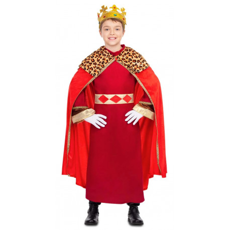Disfraz de Rey Mago con Capa Roja Infantil