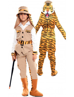 Disfraz Doble de Cazador y Tigre para Niño
