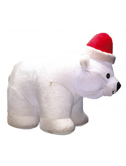 Oso Polar Hinchable con Pelo y Gorro de Papá Noel