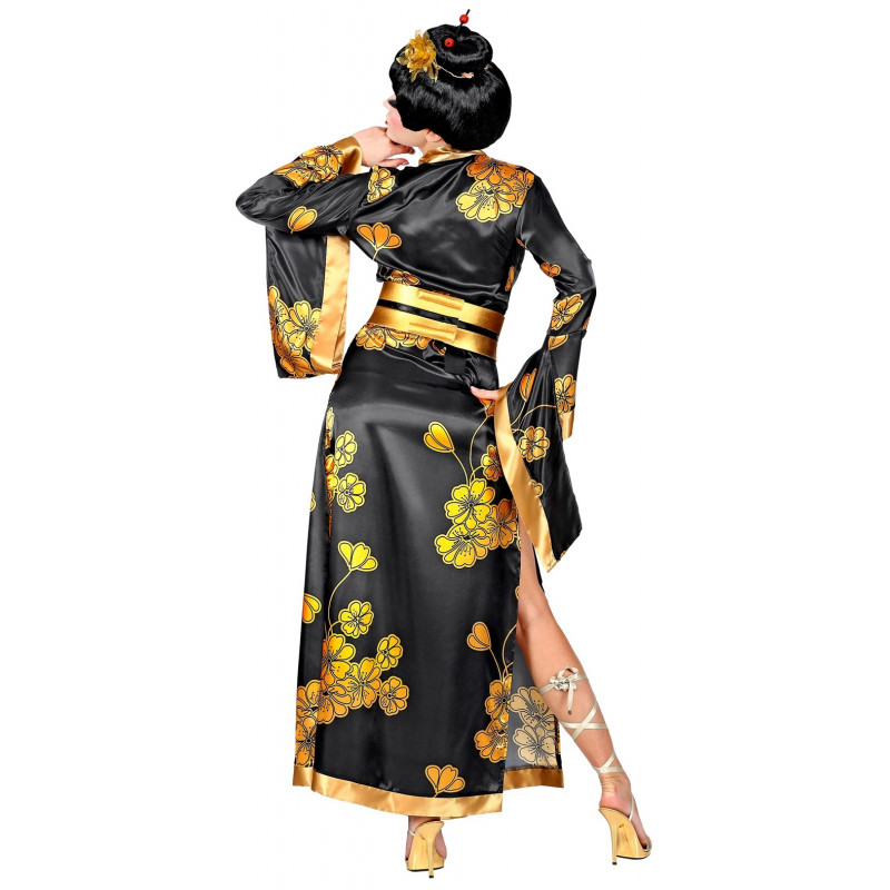 Rizado estante Ceder el paso Disfraz de Geisha Negra con Flores para Mujer | Comprar