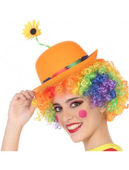 Sombrero de Payaso Naranja con Flor